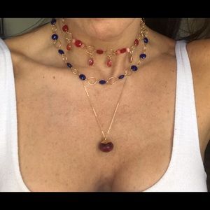 New faceted lapis lazuli gemstone choker necklace